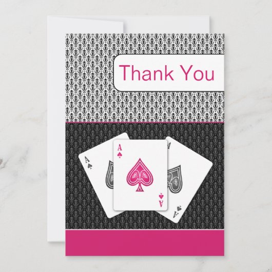 cartes de remerciement de mariage rose 3 as vegas (Devant)