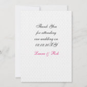 cartes de remerciement de mariage rose 3 as vegas (Dos)