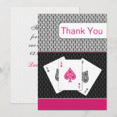 cartes de remerciement de mariage rose 3 as vegas (Devant / Derrière)