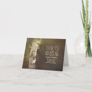 cartes de remerciement de mariage rustique à la ca