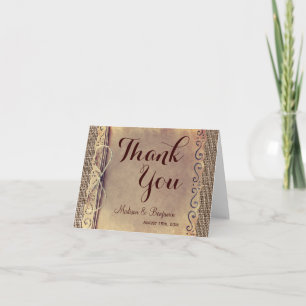 Cartes de remerciement de mariage rustiques vintag