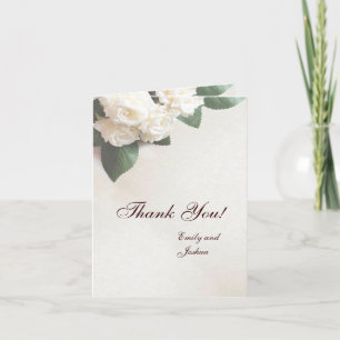Cartes de remerciement de mariage Simples Roses Bl