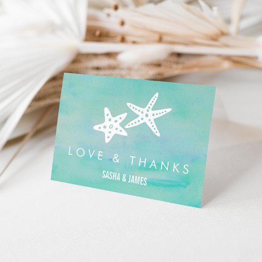 Cartes de remerciement de mariage Starfish Aqua