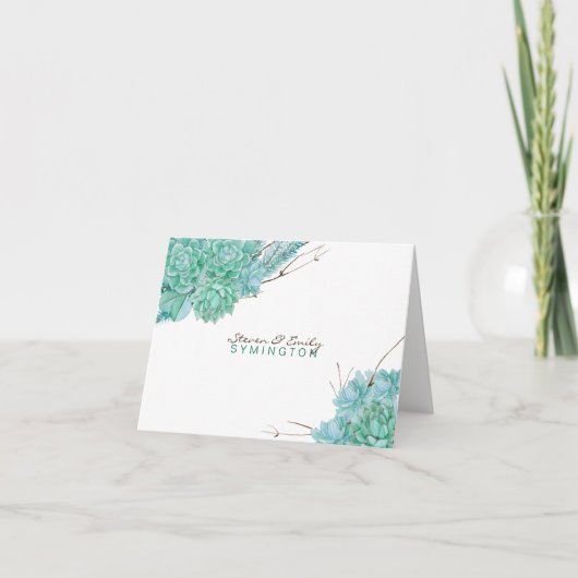 Cartes de remerciement de mariage succulentes 396 (Devant)