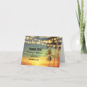 cartes de remerciement de mariage sur la plage au 