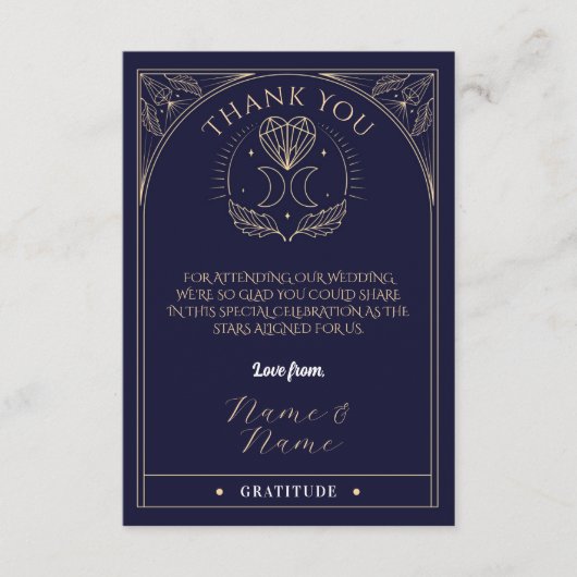 Cartes de remerciement de mariage Tarot Lune Crist (Devant)