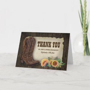 Cartes de remerciement de mariage Tournesol Boots