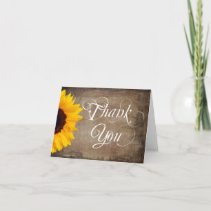 Cartes de remerciement de mariage tournesol rustiq