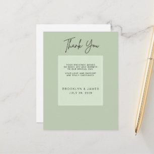 Cartes de remerciement de mariage Vert Sauge