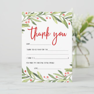 Cartes de remerciement de Noël pour enfants