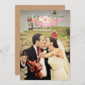 Cartes de remerciement de photo de mariage florale (Devant / Derrière)