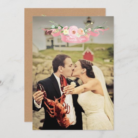 Cartes de remerciement de photo de mariage florale (Devant / Derrière)