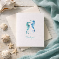 Cartes de remerciement de plage Hippocampes bleus