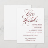 Cartes de remerciement de table | Calligraphie roy (Devant / Derrière)