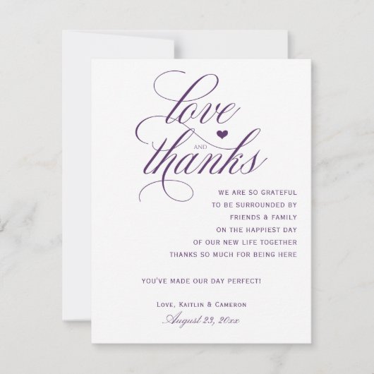 Cartes de remerciement de table | Calligraphie Roy (Devant)