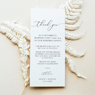 Cartes de remerciement de table de mariage à l'écr