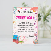 Cartes de remerciement d'enfants pour enseignants (Debout devant)