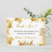 Cartes de remerciement du Mariage blanc et or (Debout devant)