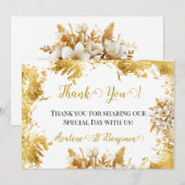 Cartes de remerciement du Mariage blanc et or (Devant / Derrière)