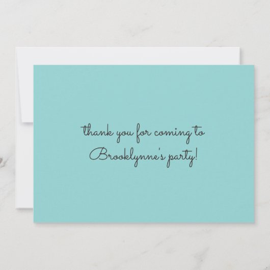 Cartes de remerciement éléphant à rayures turquois (Dos)