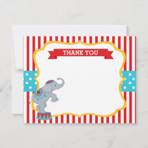 Cartes de remerciement éléphant de cirque de carna
