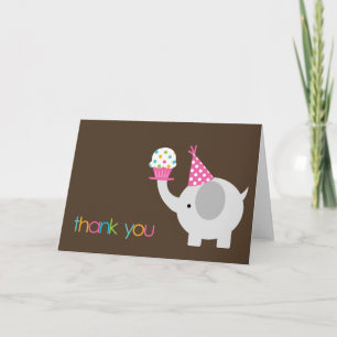 Cartes de remerciement éléphant et cupcake