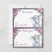 Cartes de remerciement éléphant fille de deux par  (Devant)