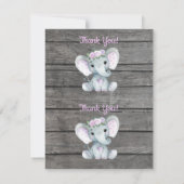 Cartes de remerciement éléphant fille de deux par  (Dos)