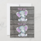 Cartes de remerciement éléphant fille pour douche, (Dos)