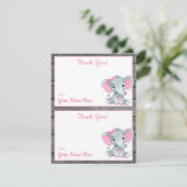 Cartes de remerciement éléphant fille pour douche, (Debout devant)