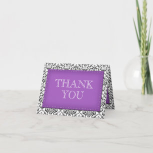 Cartes de remerciement en damas brodé violet