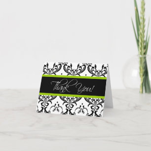 Cartes de remerciement en Damas noir et blanc Vert