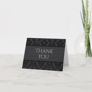Cartes de remerciement en damas noir et gris
