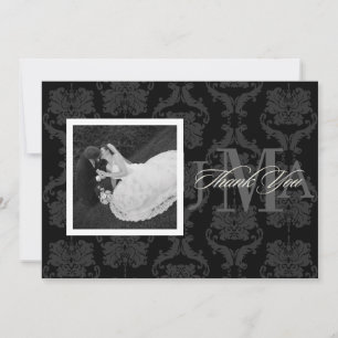 Cartes de remerciement en damassé à monogramme, pl