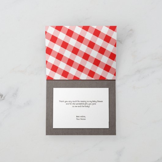 Cartes de remerciement en toile à carreaux rouges (Intérieur)