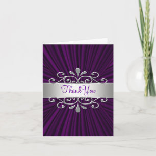 Cartes de remerciement en velours violet argenté