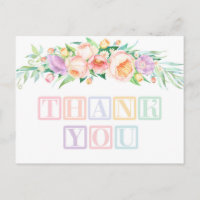 Cartes de remerciement Fête Baby Blocks Pastel ou