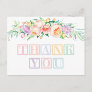 Cartes de remerciement Fête Baby Blocks Pastel ou 