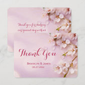 Cartes de remerciement Fleur de cerisier rose rond (Devant / Derrière)