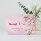 Cartes de remerciement Fleur de cerisier rose rond (Debout devant)