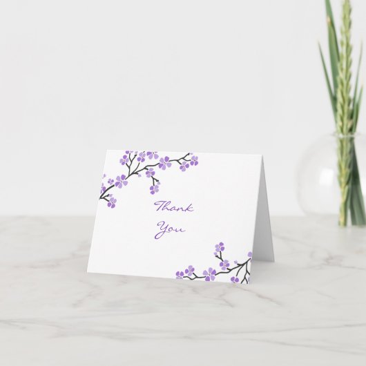 Cartes de remerciement Fleur de cerisier violette (Devant)