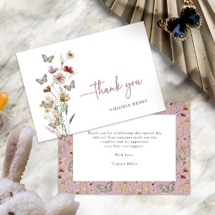 Cartes de remerciement Fleur sauvage rose