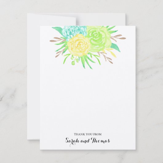 Cartes de remerciement Fleurs Aquarelle d'Été (Devant)