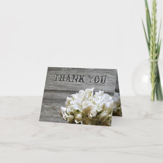 Cartes de remerciement Fleurs Blanches Rustiques (Devant)