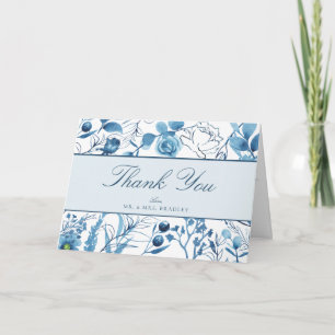 Cartes de remerciement Floral Bleu