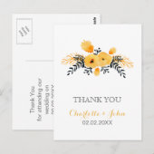 cartes de remerciement florales aquarelles jaune g (Devant / Derrière)