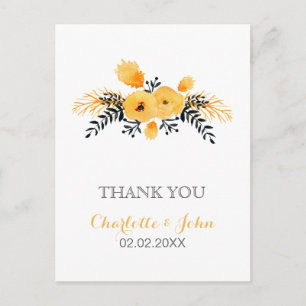 cartes de remerciement florales aquarelles jaune g