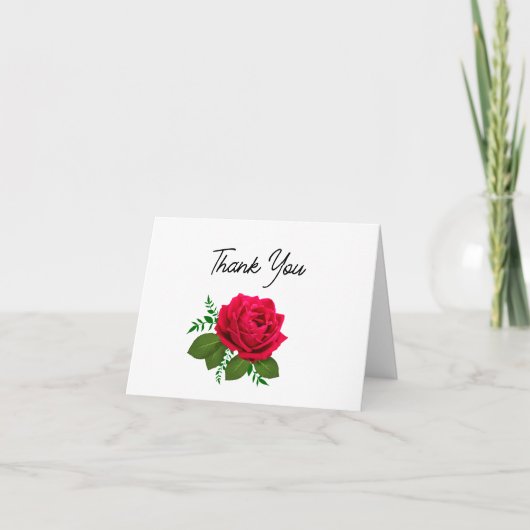 Cartes de remerciement florales avec rose rouge él (Devant)
