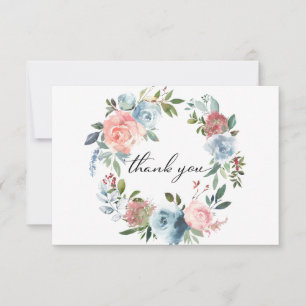 Cartes de remerciement florales bleu poussiéreux e