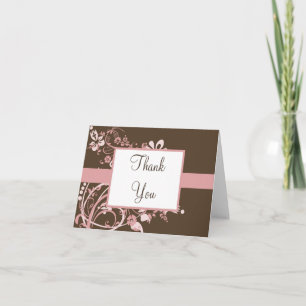 Cartes de remerciement florales roses et marron
